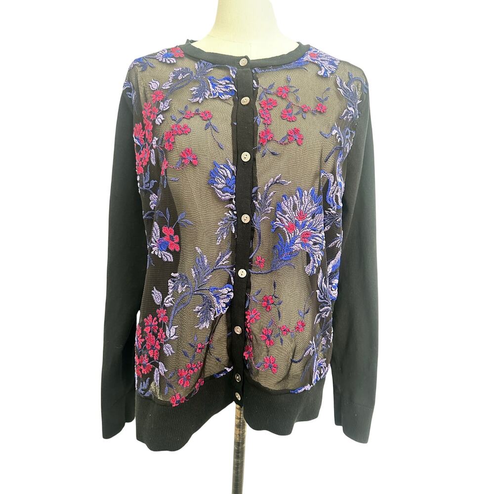 A New Day Whimsigoth Sheer Embroidered Floral Cardigan Romantic Goth XXL